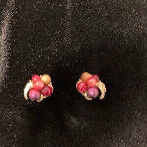 Vintage Signed Art Arthur Pepper Clip on Earrings Multicolor Gold tone